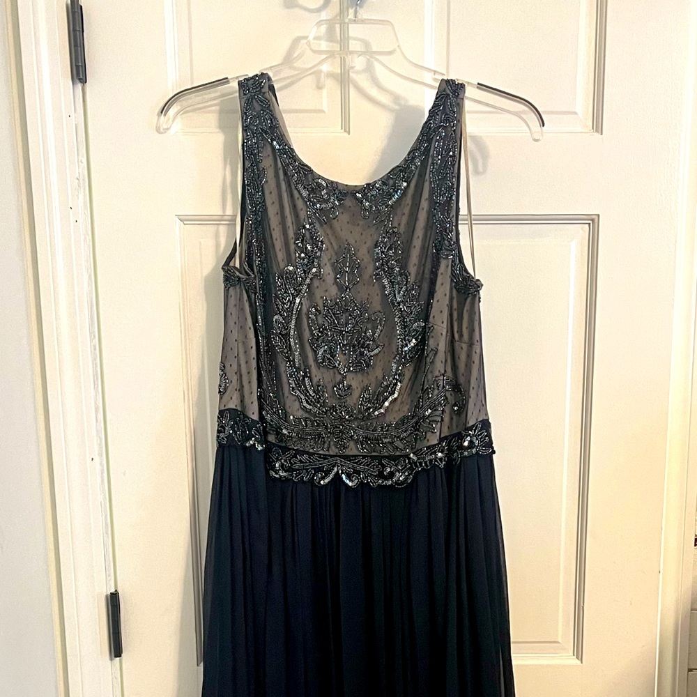 Adrianna Papell Beaded Navy Dress